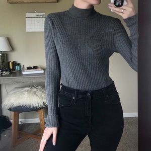 Gray Turtleneck Sweater Bodysuit